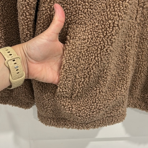 Athleta Girl Teddy Fleece Full Zip Jacket Coat in Woods Khaki - XL/14 - Picture 6 of 11